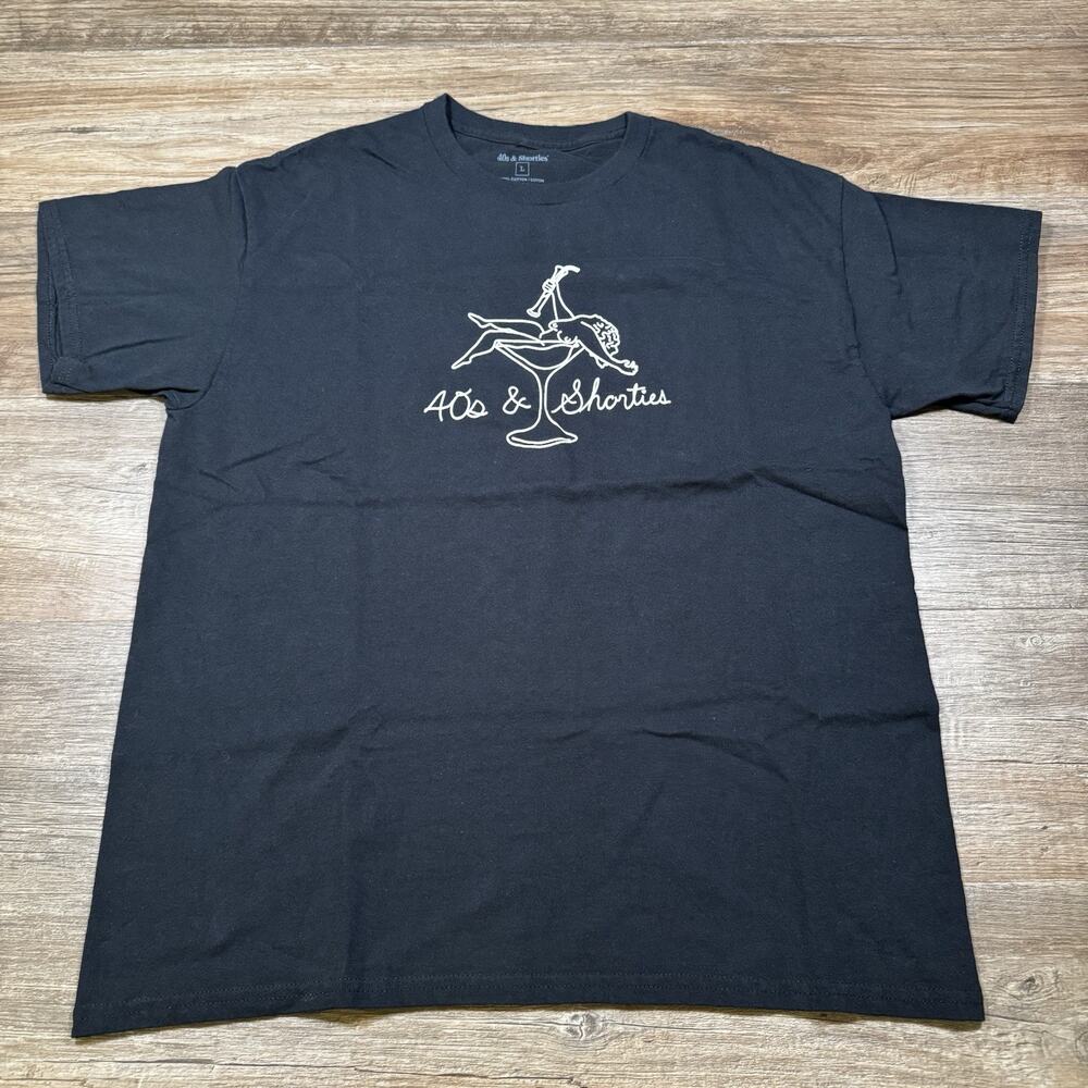 40s & Shorties T-Shirt Large Black Martini Girl Graphic Tee Streetwear
